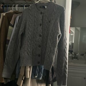 New polo Ralph Lauren Knit Sweater cardigan cashmere size M dark gray